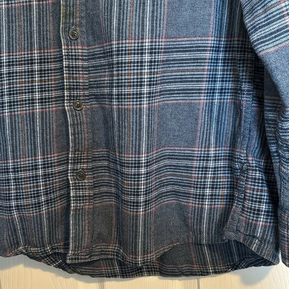 Eddie Bauer men’s blue plaid long sleeve flannel shirt size large - Picture 4 of 8